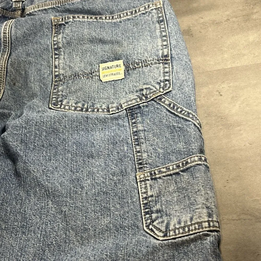 Levi Jeans Mens 35x30 Blue Denim Carpenter Light Wash Faded‎ Work Chore